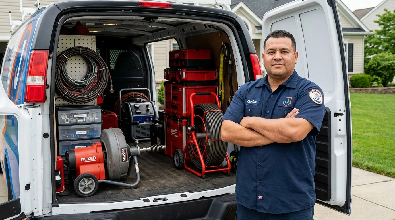 Professional drain cleaning equipment and Johns Plumbing LLC plumber in Mapleton
