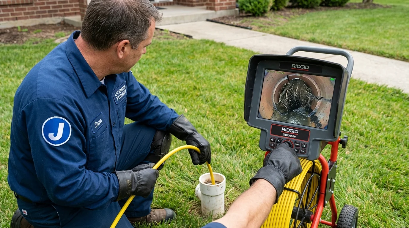 Sewer camera inspection being performed by Johns Plumbing LLC in Mapleton